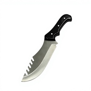 Fixed Blade Durable Camping Knife Stainless Steel Partially Serrated Edge Black Micarta Handle Leather Sheath Hiking Lightweight - Product Image 2