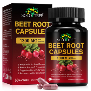 Solotree thảo dược hữu cơ củ cải chiết xuất từ rễ viên nang 1300mg Viên nang củ cải đường cho năng lượng & độ bền Hỗ trợ bổ sung củ cải đường - Product Image 1