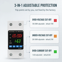 Régulateur de tension automatique 110V 220V CA monophasé 1-63A, disjoncteur intelligent réglable avec affichage LED, 4 KVA 50/60/70Hz haute performance