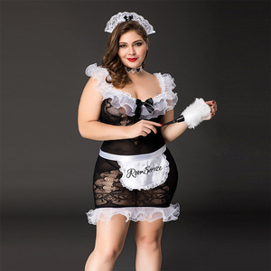 Lingerie Sexy da Cameriera Trasparente Taglie Forti, Set Seducente per Giochi di Ruolo di Coppia - Product Image 1