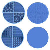 Ustensiles de nourriture pour animaux de compagnie en silicone anti-étouffement à motif nid d'abeille solide et écologique Plaque à lécher pour chien PC Ventouse Bols d'alimentation pour chats