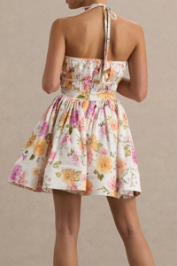 فساتين الشاطئ الاستوائية بلا أكمام حزب المرأة الصيف طباعة الأزهار فستان صغير عيد ميلاد فستان قصير عارضة - Product Image 3