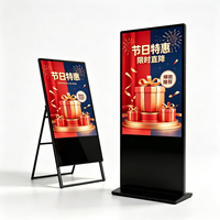Kiosque d'affichage sur pied en forme de A pour intérieur, 43/50/55/65 pouces, pour banques, expositions, affichage d'informations, Android, verre trempé