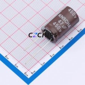 Condensateur électrolytique en aluminium à montage traversant DHG450M476M250S1AA, montage traversant, D16xL25mm 47uF 20% 450V 1.1A-100kHz - Product Image 1