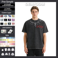 T-shirt sportif vintage de haute qualité avec motif délavé à l'acide, tissé, personnalisé, unisexe, épais, style streetwear, épaules tombantes