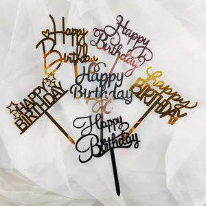 Moda ve yüksek kalite toptan mutlu doğum günü pastası Plug-ins özel renkler ve şekiller kek Toppers