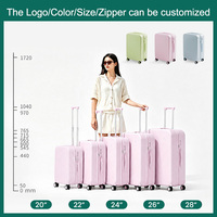 Ensemble de bagages de voyage rigides en polycarbonate Bayer à trois couches, légers, avec fermeture éclair YKK, tailles 20, 22, 24, 26, 28 pouces