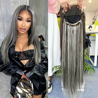 Perruque frontale 13x6 en cheveux humains, lisse, blonde, brésilienne, longue, entièrement en dentelle, pour cheveux brun foncé, grande perruque vierge >=40%