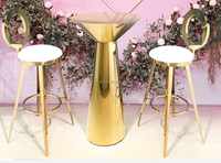 Vente en gros Table en acier inoxydable de haute qualité Table de bar ronde en or pour hôtel restaurant décoration d'événement de mariage