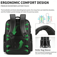 Sac à dos pour ordinateur portable en polyester imperméable de luxe haut de gamme avec logo personnalisé pour les voyages d'affaires des hommes, antivol