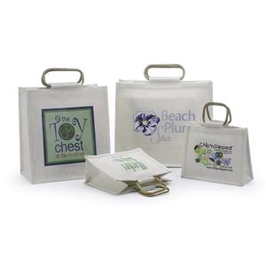 Monogrammed Dot Pattern <b>Jute</b> <b>Tote</b> <b>Bag</b> with Stylish Leather Handle - Product Image 1