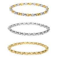 Bracelet Perles Dorées Scintillantes Mixtes en Acier Inoxydable Élastique Étanche – Collection Tendance Chaîne & Maillons – Offre Spéciale