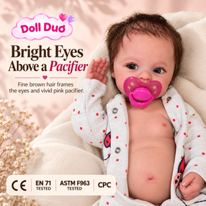 Muñeca Bebé Reborn de Silicona Personalizada de 13 Pulgadas con Ojos Abiertos, Cárdigan con Puntos Rojos, Chupete, Pintada a Mano, Realista, Regalo de Acción de Gracias, Juguete Suave - Product Image 1