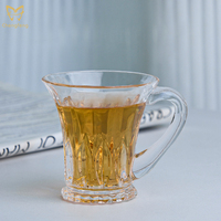Tasse à café vintage européenne 120ml en relief clair poignée en verre à thé tasse à thé noire élégante tasse à expresso tasse à café en verre