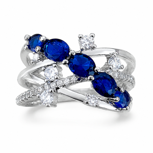 Anello Geometrico Intrecciato con Zircone Blu Impilabile per Donne, Elegante Gioiello da Dito alla Moda - Product Image 1