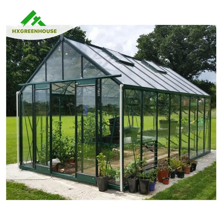 Deluxe insulated tempered glass aluminium agriculture greenhouse for sale HX98125