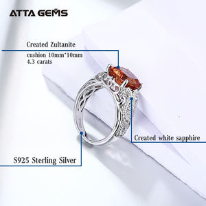 4.3กะรัตแหวนไพลินสีฟ้าสำหรับคน100% 925สเตอร์ลิงสีฟ้าแหวนไพลินเครื่องประดับปรับพรรคของขวัญหมั้นแต่งงาน - Product Image 5