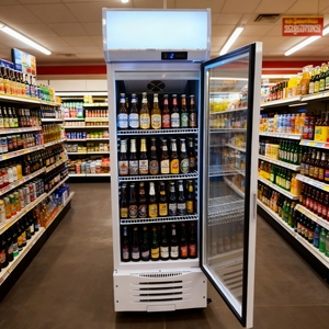 Congélateur vertical commercial avec contrôle mécanique de la température, porte vitrée, étagères réglables, refroidissement direct et par air - Product Image 4