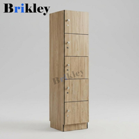 Casier compact HPL Brikley couleur grain de bois 12 mm d'épaisseur avec serrure électronique, installation au sol/au mur