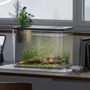Tapa de tanque de peces transparente ABS PET, acuario resistente a caídas <span class=keywords><strong>para</strong></span> el hogar, tanque de tortuga hidropónica <span class=keywords><strong>para</strong></span> sala de estar, Material plástico de 5W - Product Image 1