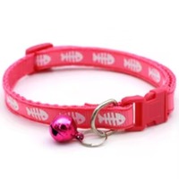 Collier pour chat réglable en forme d'arête de poisson, accessoires imperméables pour chiens et chatons avec ruban, collier pour petits animaux à motif imprimé