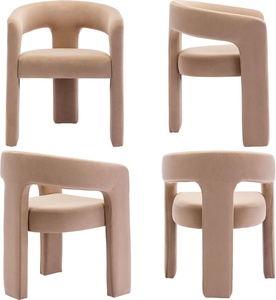 Sedie da soggiorno in tessuto di velluto moderno con schienale aperto a botte sedie laterali da cucina poltrone con accento <span class=keywords><strong>per</strong></span> <span class=keywords><strong>camera</strong></span> - Product Image 6