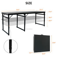 Table de camping pliable OEM avec cadre en aluminium, hauteur réglable sur 3 positions, poignée de transport légère, portable pour le camping en plein air