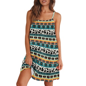 Stampa Dropshipping on Demand abito Spaghetti tradizionale con stampa tribale azteca cultura maya Design americano Mini prendisole da spiaggia - Product Image 3
