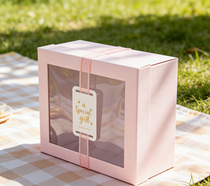 Caja de Papel para Impresión Personalizable, Estampado en Lámina Dorada, Ventana Transparente de PVC, Esponja Ecológica Reciclable, Forma Cuadrada para Regalo - Product Image 4