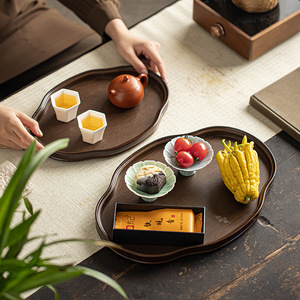 <b>Bamboo</b> Begonia Tray Sandalwood Color Irregular Shape Plant Pattern Fruit Platter Dining <b>Table</b> Use - Product Image 4