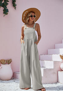 Women's Summer Blend Wide Leg Overalls <strong>Jumpsuit</strong> Casual Sleeveless <strong>Baggy</strong> Overall <strong>Jumpsuit</strong> for Vacation - Product Image 6