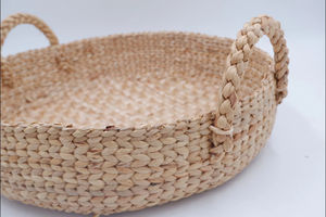 Bandeja Redonda Artesanal de Jacinto de Agua de 32.5cm, Plato de Servir Tejido Sostenible, Decoración de Mesa Estilo Boho para el Hogar y Cafeterías - Product Image 6