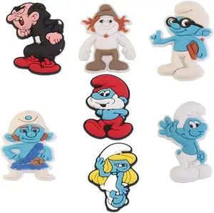 ตกแต่งรองเท้า ตัดรองเท้าแตะ ตกแต่งของขวัญวันเด็ก ซีรีส์ Smurfed สีฟ้า รองเท้า เสน่ห์ eva เสน่ห์กระเป๋า jibitz