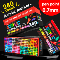 Ensemble de stylos marqueurs à peinture acrylique permanents imperméables à pointe fine DIY 240 couleurs personnalisées