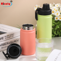 Bouteille d'eau isotherme écologique de 12 oz en acier inoxydable 304, gobelet de sport avec couvercles interchangeables pour enfants et adultes