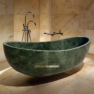 Cina vasca da bagno indipendente rettangolare in marmo <span class=keywords><strong>verde</strong></span> 1.8m bagno di immersione in stile europeo con scolapiatti - Product Image 2