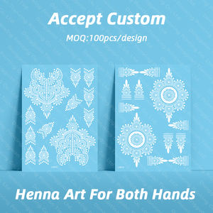 Adesivi per Tatuaggi Temporanei Bianchi Sexy con <span class=keywords><strong>Disegni</strong></span> di Mehndi Indiano e Henna Finta per Entrambe le <span class=keywords><strong>Mani</strong></span>, per Donne e Ragazze - Product Image 6