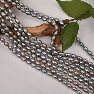 Perles de riz grises irradiées 4-8 mm Mini perles blanches naturelles d'eau douce DIY Accessoires semi-finis faits à la main - Product Image 3