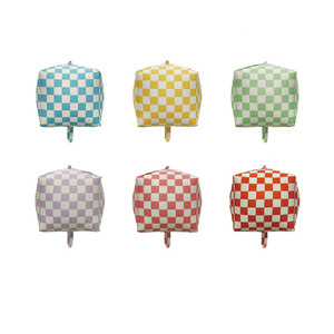 Ballons en aluminium mats 22 pouces 4D à motif damier pour fête d'anniversaire, décoration en poudre, vente en gros - Product Image 1
