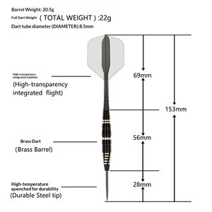 GOODARTS <span class=keywords><strong>Fléchettes</strong></span> blindées en laiton de 22 g avec aileron arrière intégré haute transparence, boîte de <span class=keywords><strong>fléchettes</strong></span> pour enfants - Product Image 2