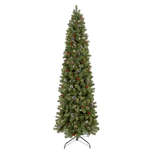 Hot Slim Christmas Decoration Tree With Pine Cone and Red Berries