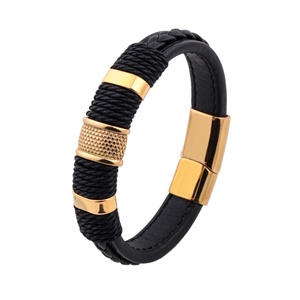 Bracciale Punk in Pelle PU per Uomo con Chiusura Magnetica in Acciaio Inossidabile, Bracciali Avvolgenti alla Moda, Bracciali in Pelle Intrecciata - Product Image 1