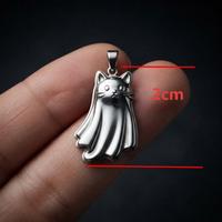 Pendentif Breloque Chien Fantôme d'Halloween en Acier Inoxydable, Mignon Chiot Portant une Écharpe avec Seau Citrouille, Accessoire de Bijouterie pour Femme