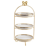 Support de présentation portable pour desserts de l'après-midi, plateau à trois niveaux, support à gâteaux en céramique de style européen pour pâtisseries et plateaux de fruits