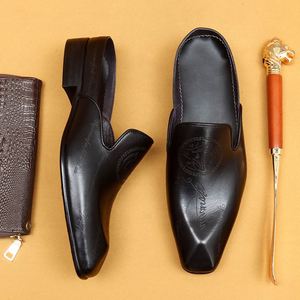 Chaussures de mariage en cuir véritable pour hommes britanniques, sandales d'affaires respirantes et légères pour l'été et l'automne, activités de plein air, grandes tailles - Product Image 4