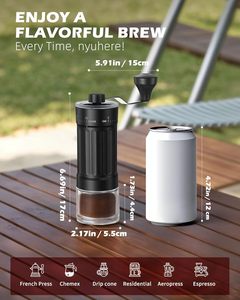 Adjusted Pour Over Travelling Classic Glass Coffee Mill Hand Crank Portable Manual Coffee <b>Grinder</b> with Glass Base - Product Image 2