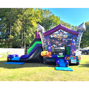 2025 Thiết Kế Mới Halloween Ma Ám Ma Jack-o-Đèn Lồng Inflatable Nhà Bị Trả Lại Lớn Lâu Đài Bouncy Với Slide Và Hồ Bơi - Product Image 1