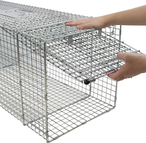 Cage de <span class=keywords><strong>piège</strong></span> <span class=keywords><strong>à</strong></span> animaux vivants humaine en treillis métallique bon marché d'usine pour lutte antiparasitaire renard chien <span class=keywords><strong>chat</strong></span> loup - Product Image 2