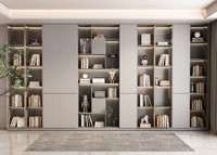 Armoire à livres moderne en bois à 6 niveaux et écologique avec porte cachée pour la maison, le bureau et le salon.