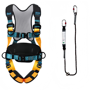 衝撃吸収機能付き5点式安全帯、落下防止高所作業安全ロープセット、保護安全ベルト - Product Image 2